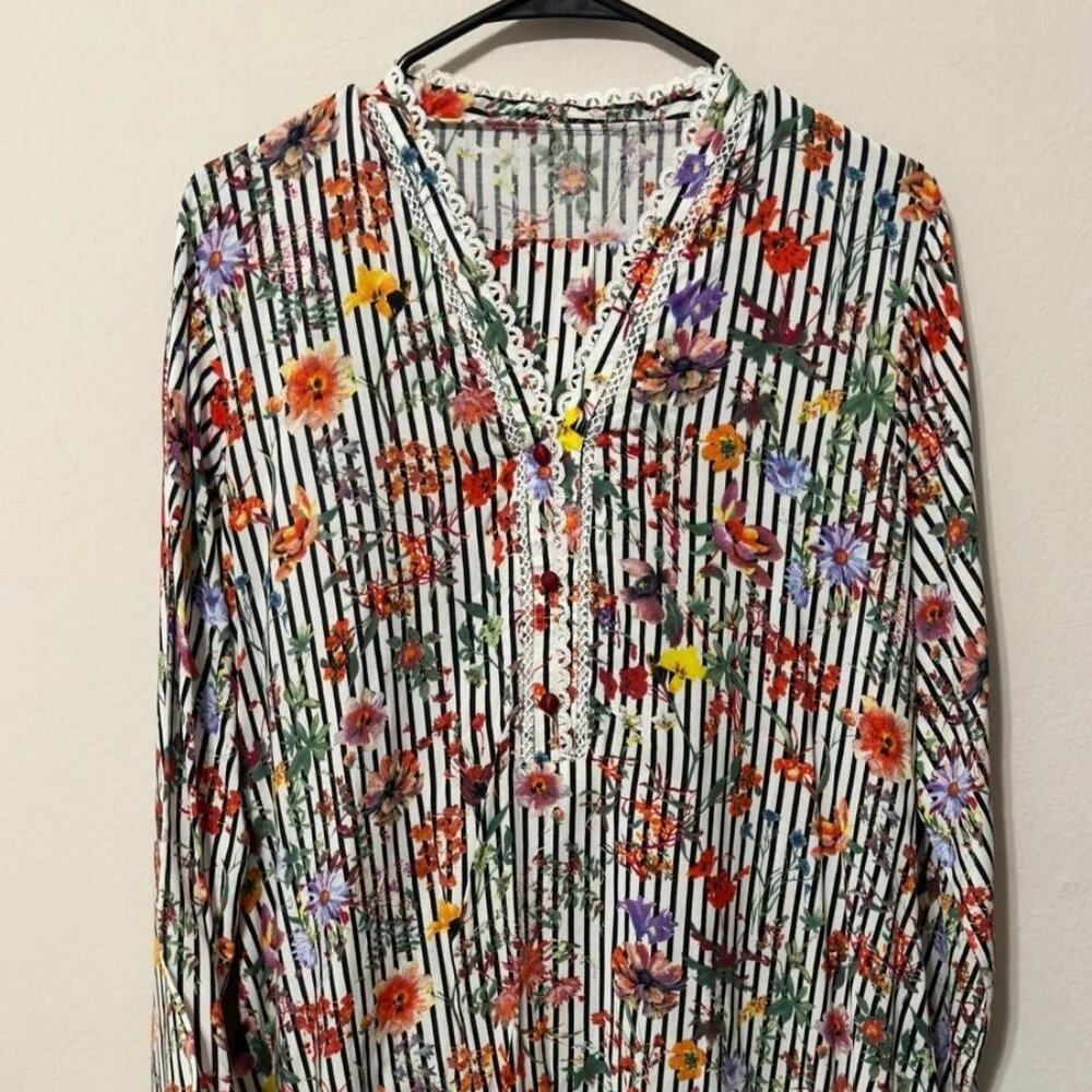 Women's Lace Shalwar Kameez and Pant Cord Set Black White Floral XL